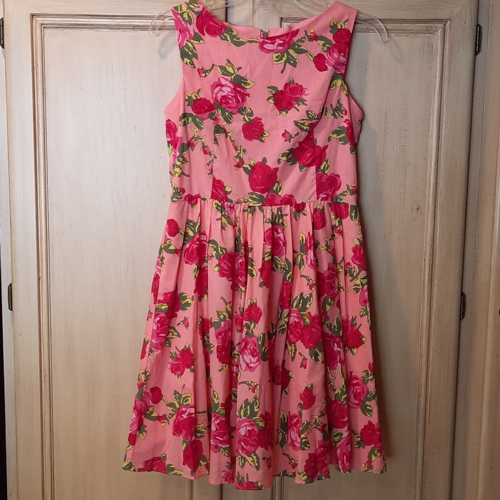 Betsey Johnson pink floral sleeveless dress 8
